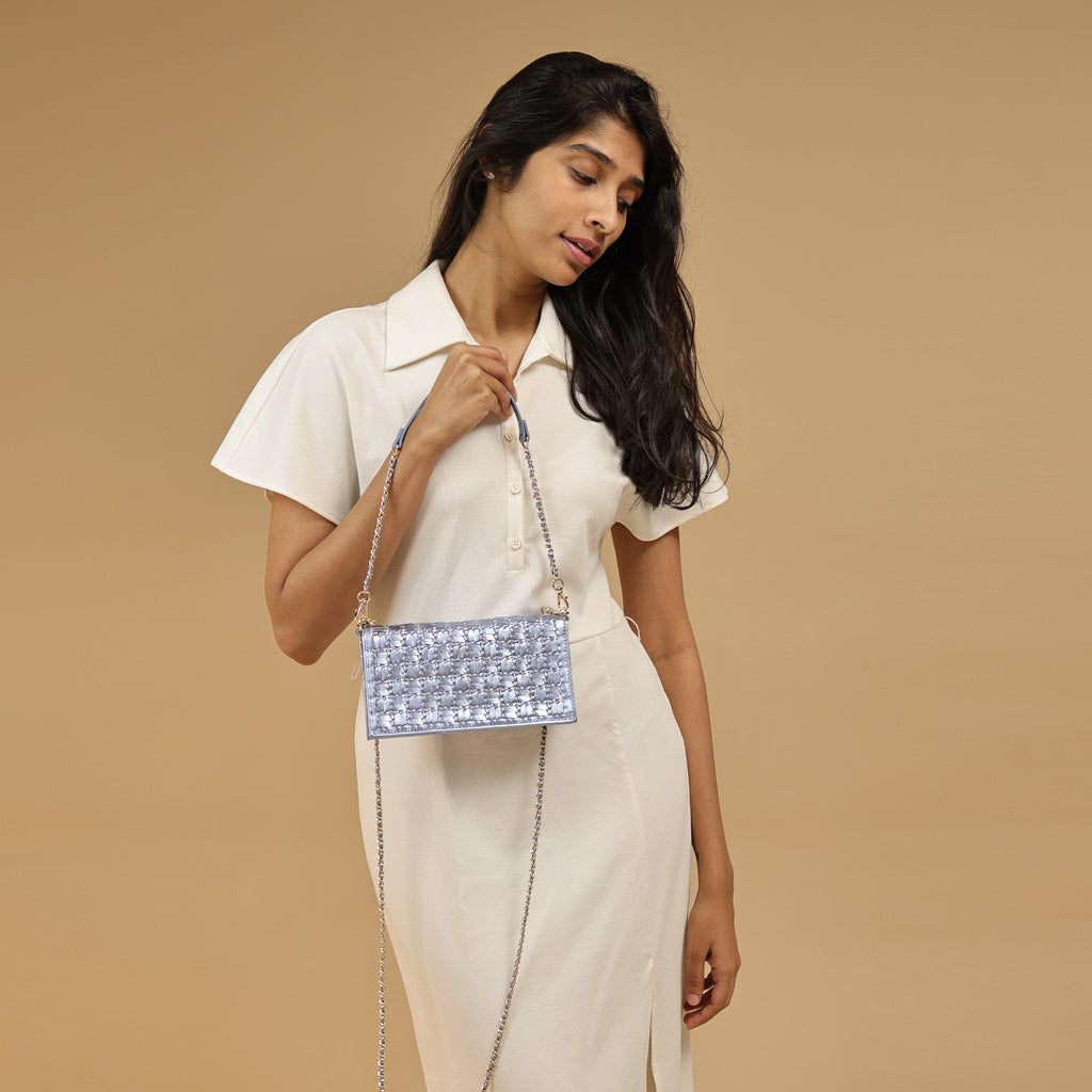Metallic Blue Handbag