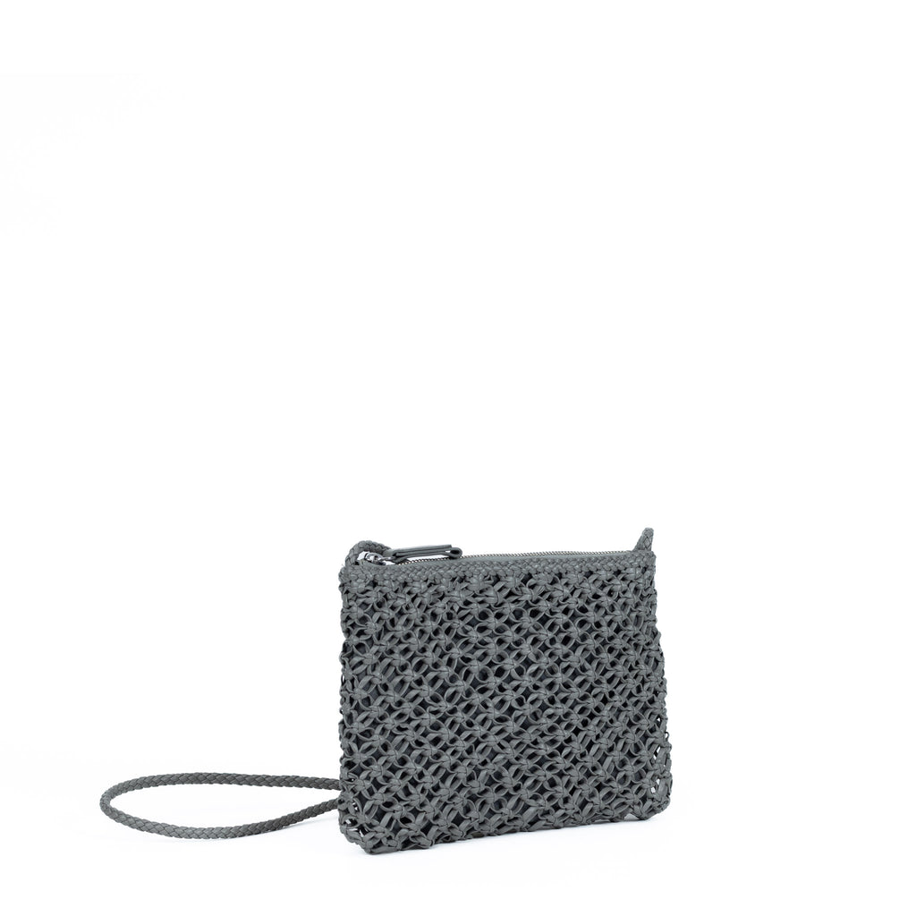 Handcrafted grey leather crossbody bag
