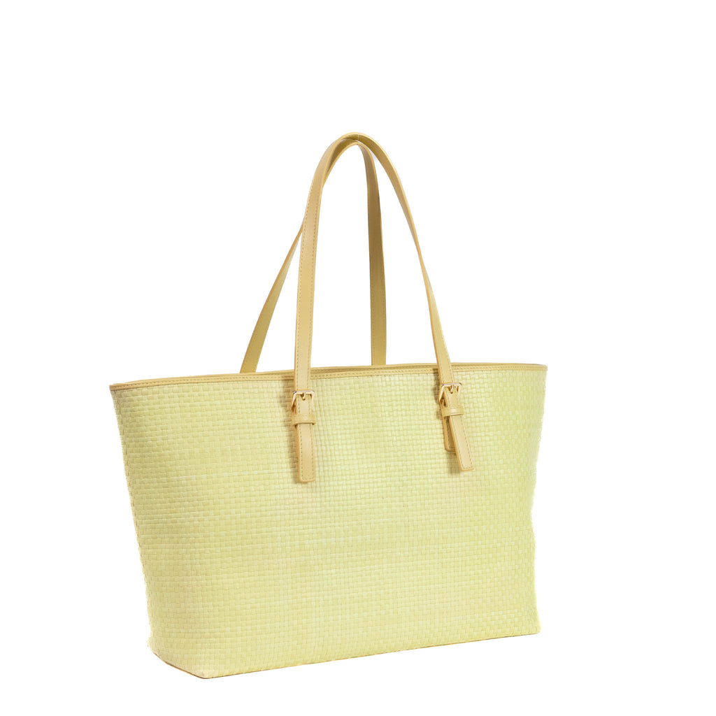 Yellow Leather Tote Bag