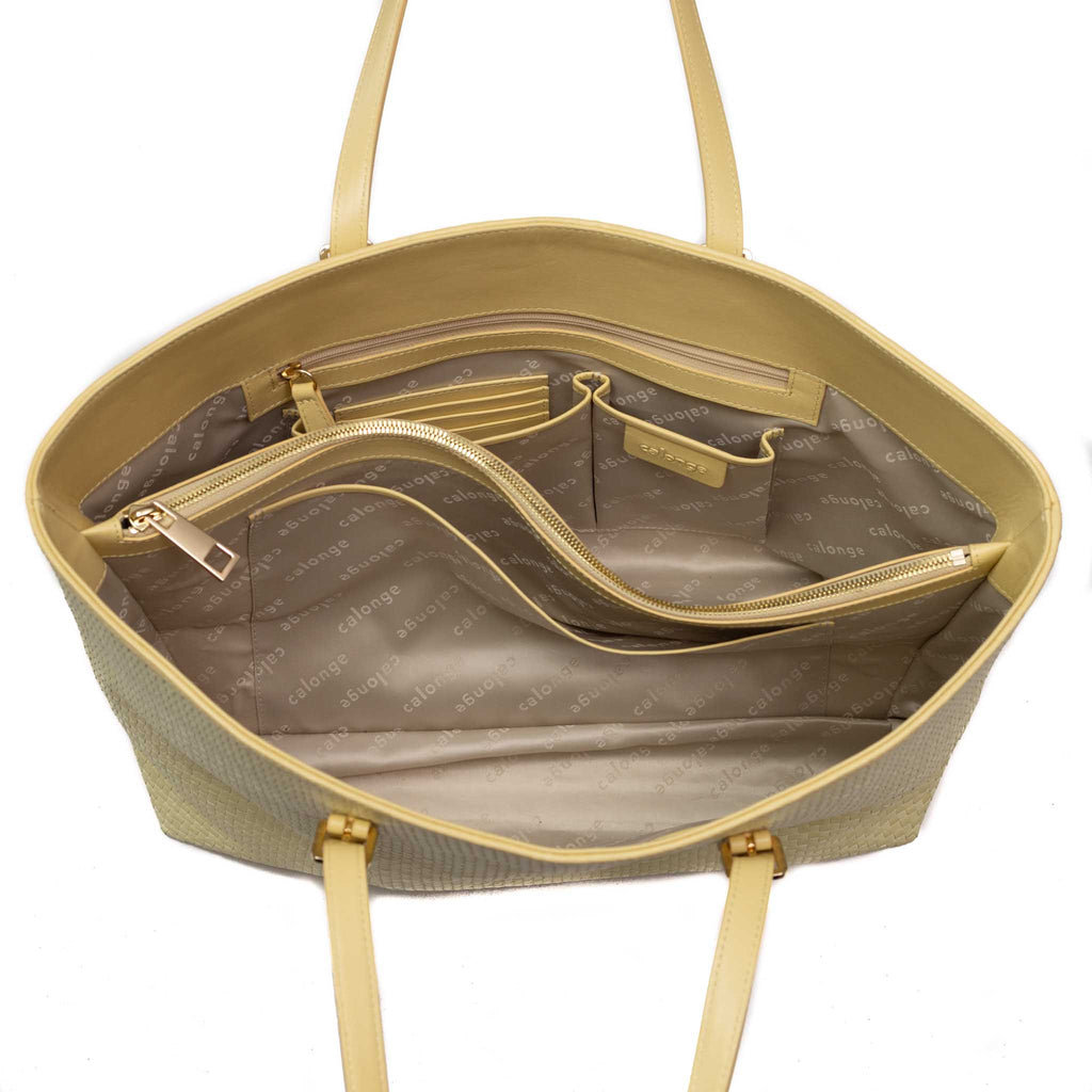 Yellow Leather Tote Bag