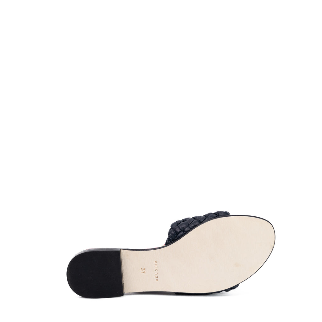 woven leather sandal backside view