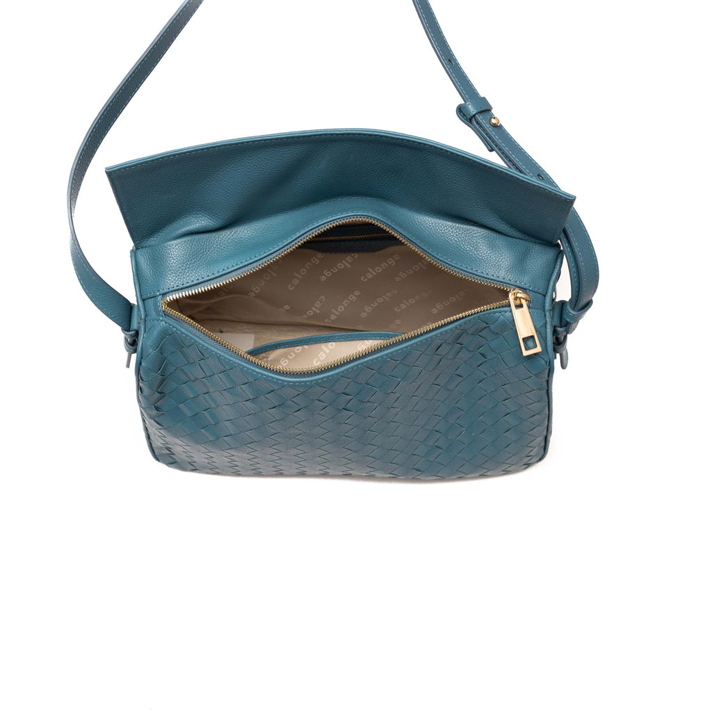 lagoon blue leather crossbody bag