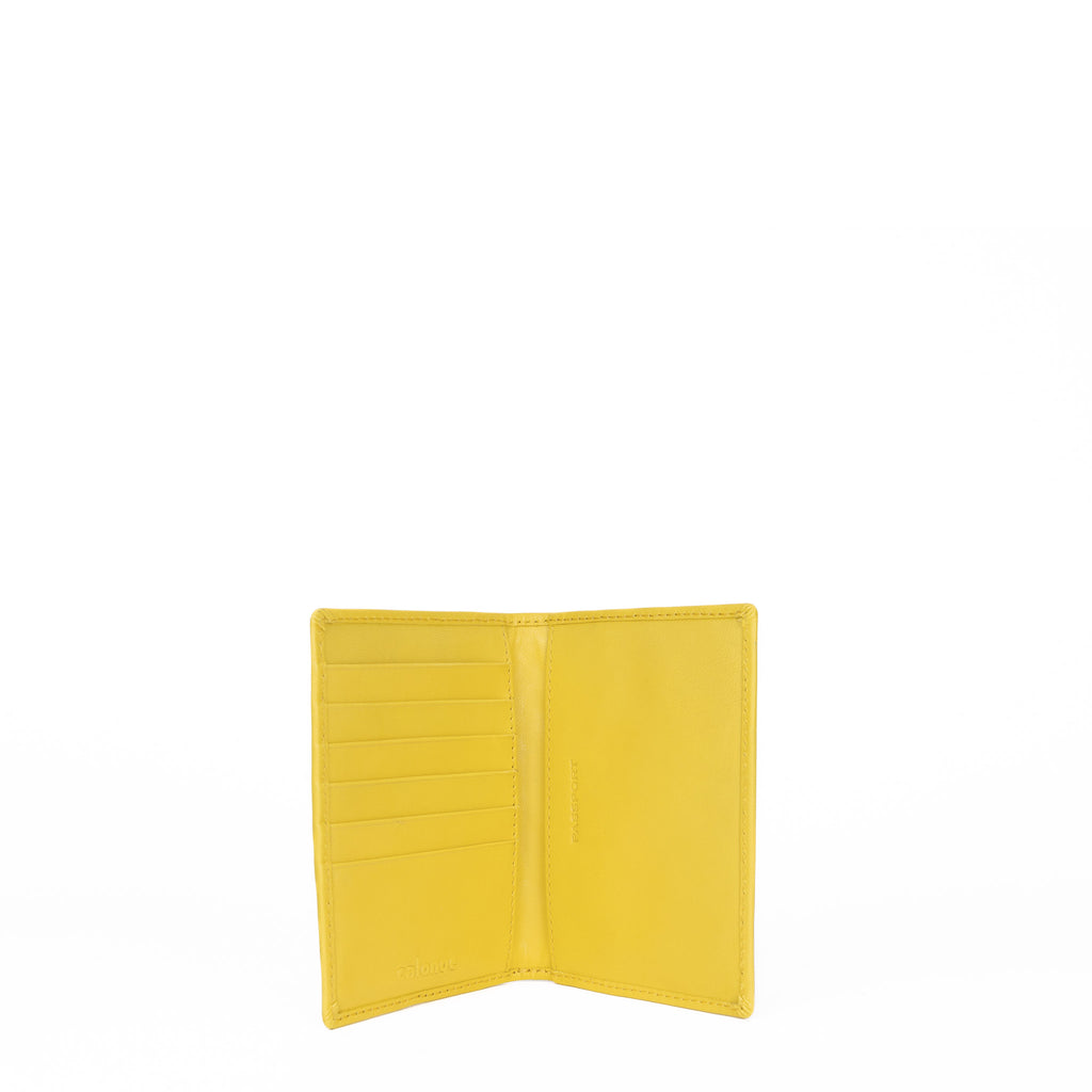 Leather Passport Cover in Yellow