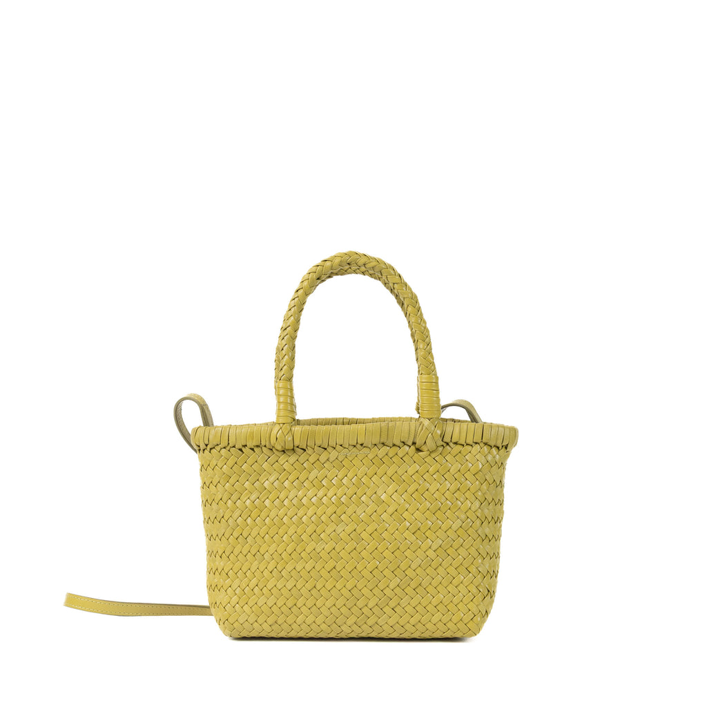 Mini Woven Leather Top Handle Bag