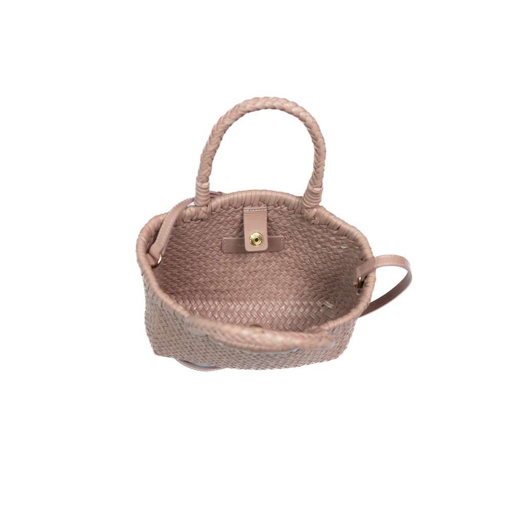 light blush woven leather sling bag