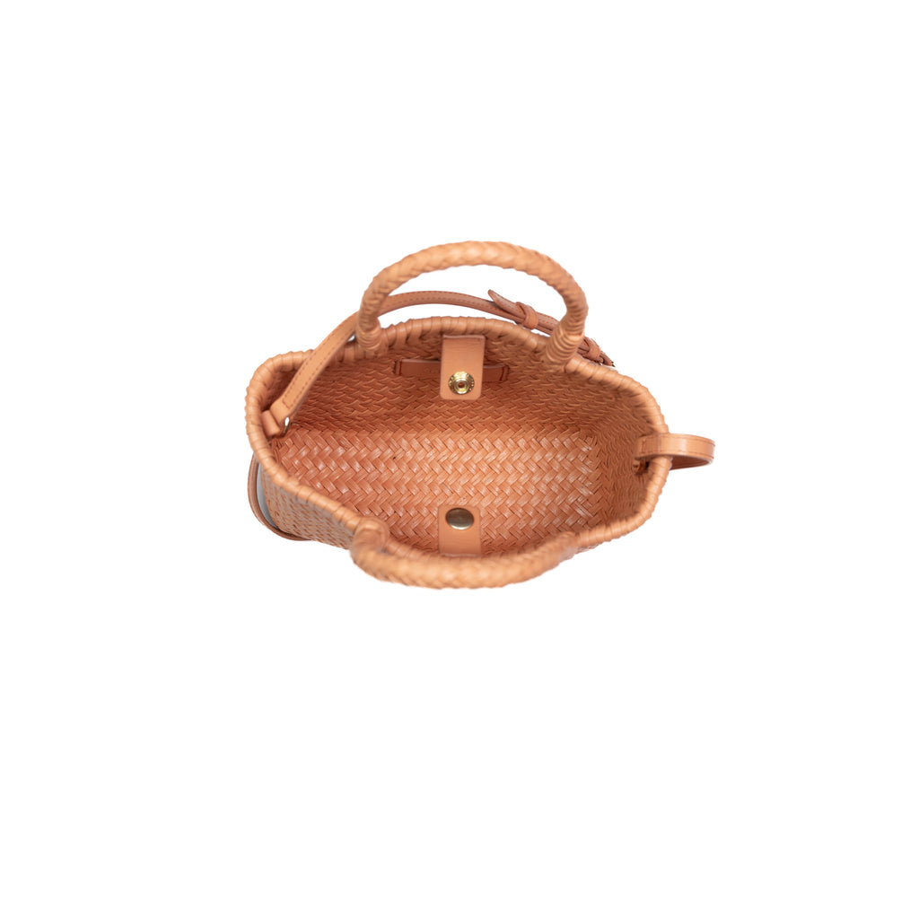 Dual-style pastel orange leather mini tote and sling bag