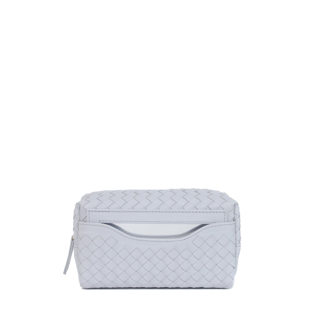 pastel blue leather cosmetic pouch