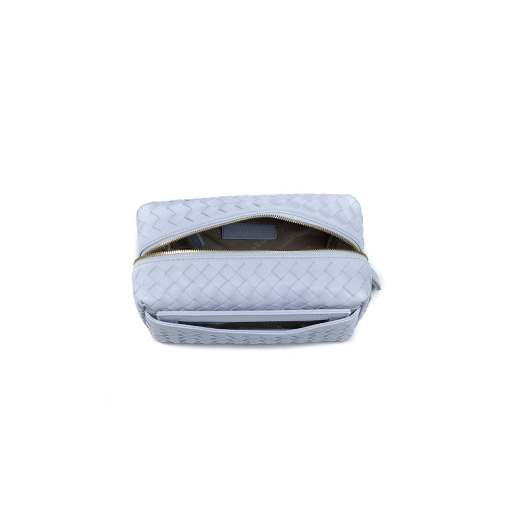 Woven Leather Cosmetic Pouch