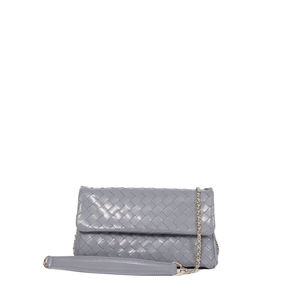 Blue Grey Leather Sling Bag