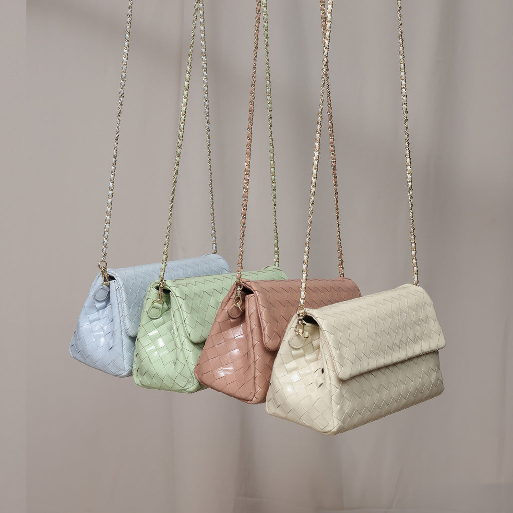 pastel sky leather sling bag