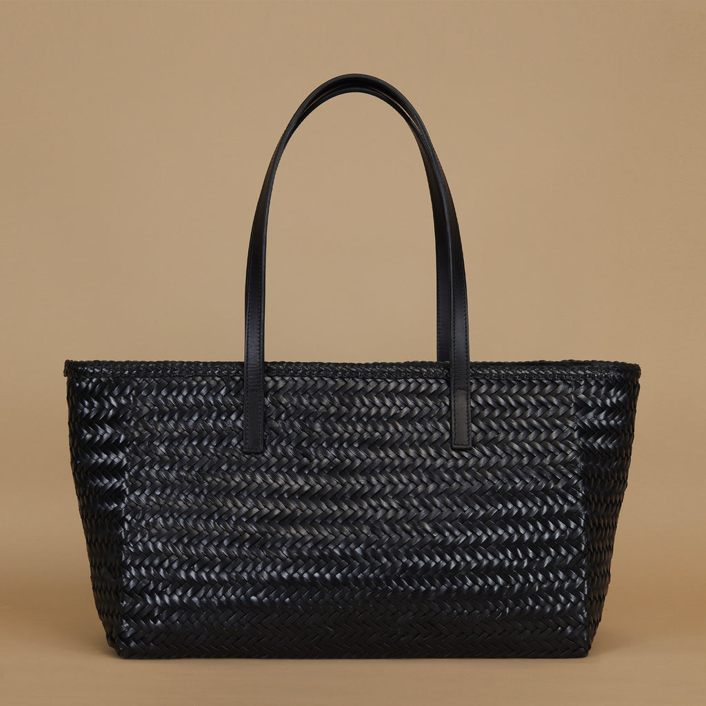 Black Woven Tote Bag