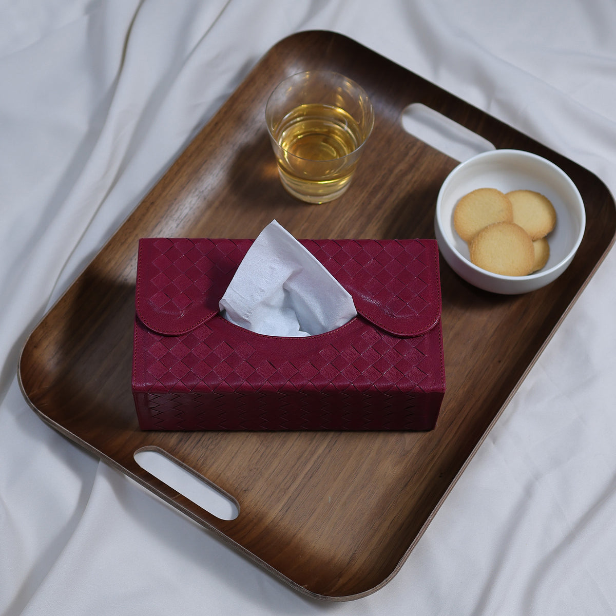 Buy Leather Tissue Box - Berry | Calonge