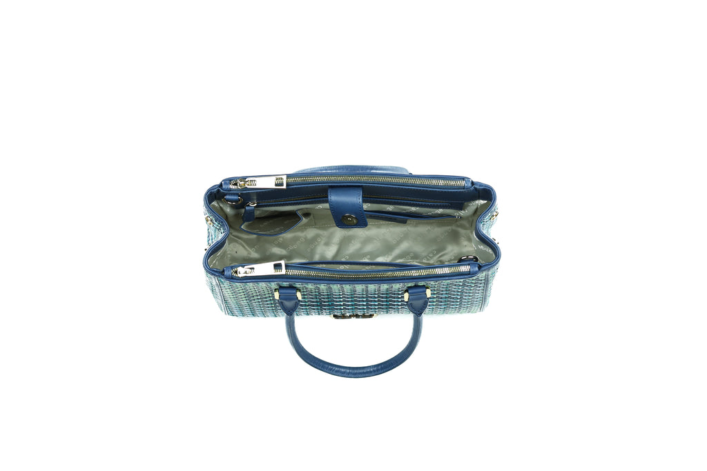 CA 1184 | WOVEN LEATHER AND RAFFIA | NAVY MULTI - Calonge