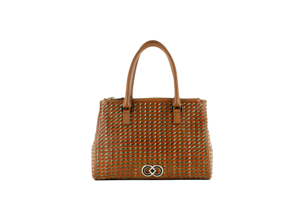 CA 1184 | WOVEN LEATHER AND RAFFIA | GROUND MULTI - Calonge