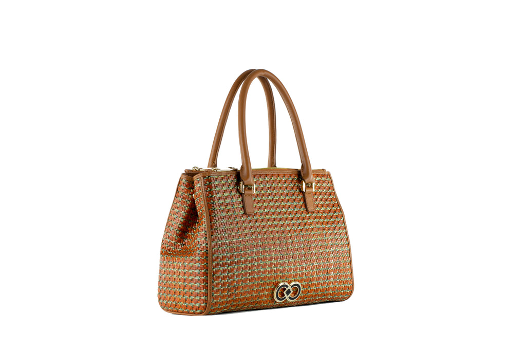 CA 1184 | WOVEN LEATHER AND RAFFIA | GROUND MULTI - Calonge