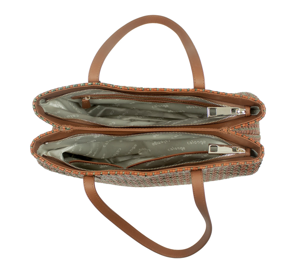 CA 852 | WOVEN LEATHER & RAFFIA | GROUND MULTI - Calonge
