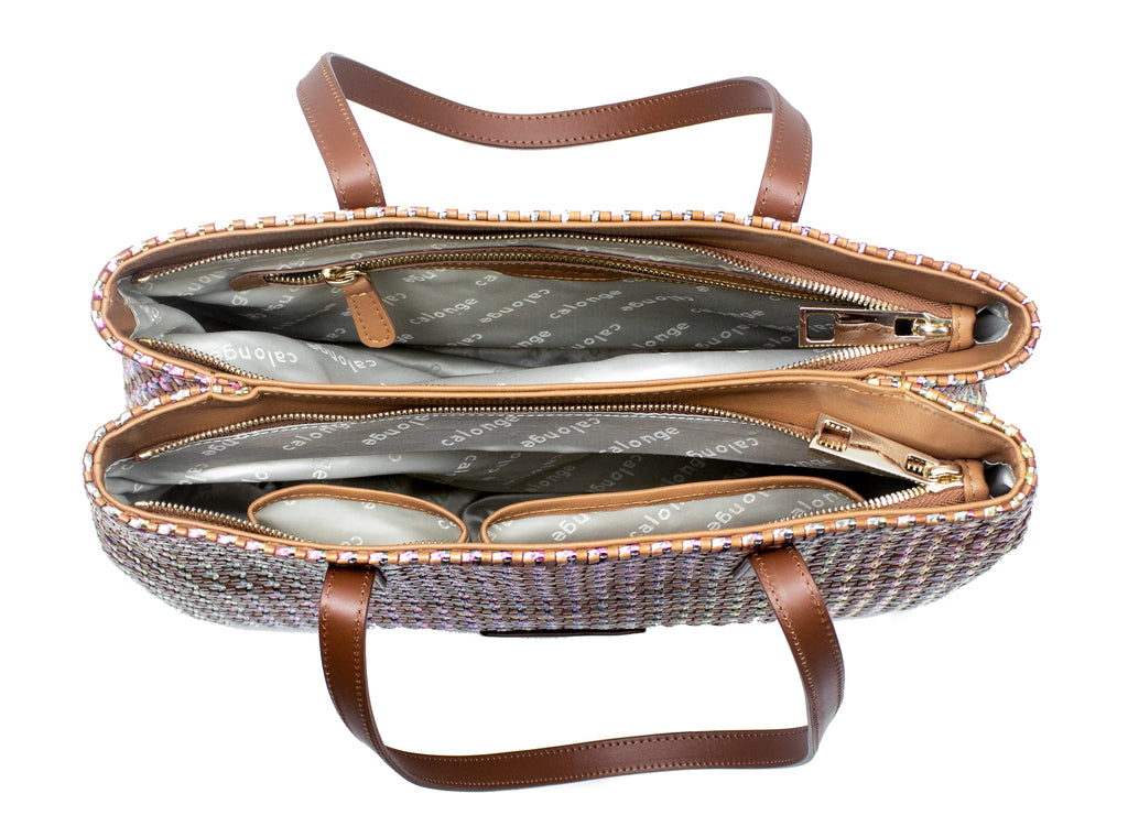 CA 852 | WOVEN LEATHER & RAFFIA | IRIDESCENT - Calonge