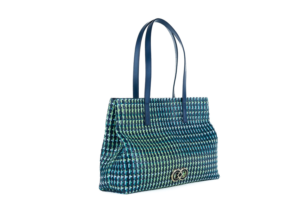 CA 852 | WOVEN LEATHER & RAFFIA | NAVY MULTI - Calonge